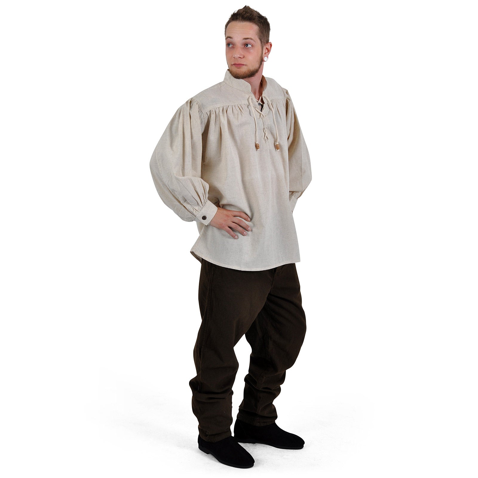 Product image Medieval Stand-Up Collar Lace-Up Shirt Friedrich natural