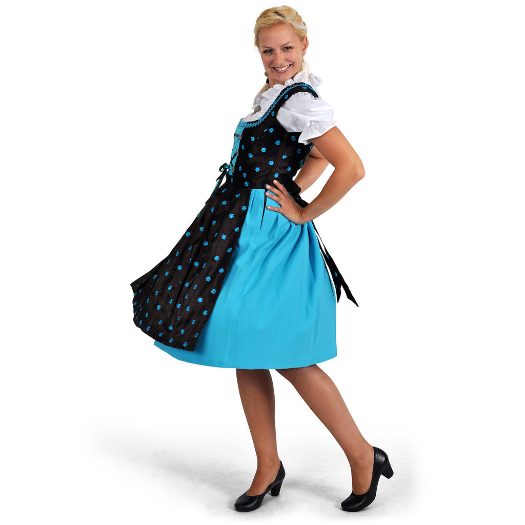 Product image Edelweiss Dirndl - Brown/Turquoise Traditional Dress with Blouse Insert