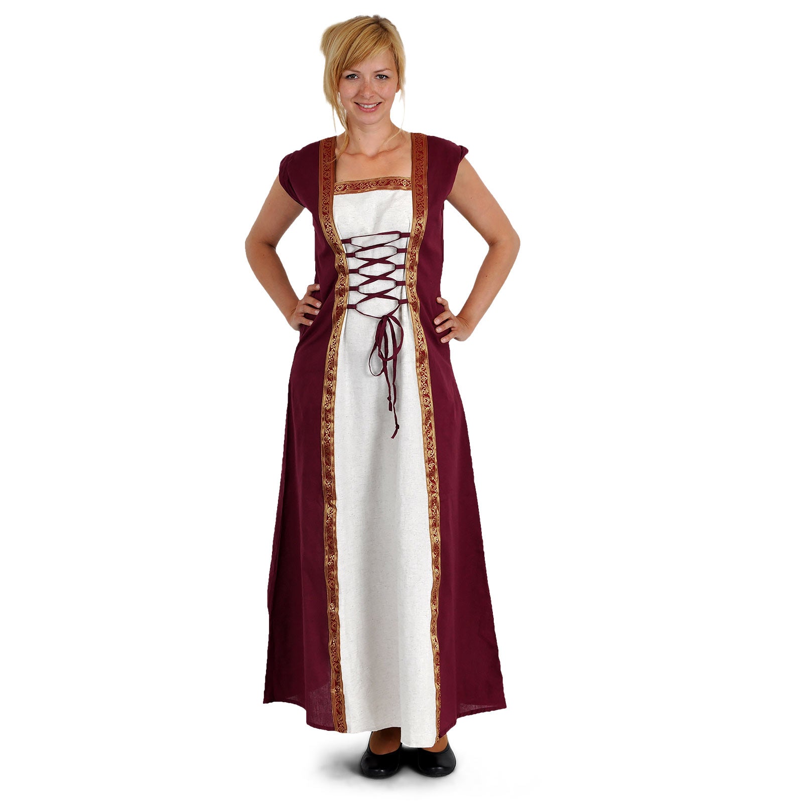 Product image Medieval Dress Applonia with detachable sleeves natural-bordeaux