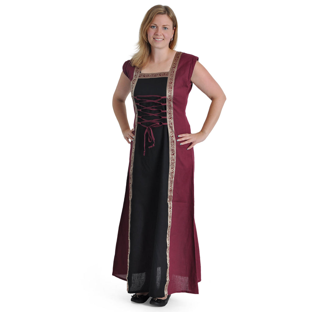 Product image Medieval Dress Applonia with detachable sleeves black-bordeaux