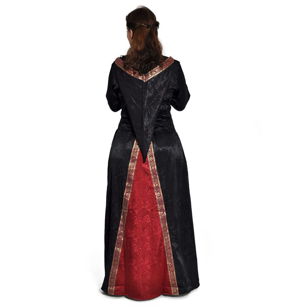 Product image Medieval Dress Otilia with Pointed Hood Black-Bordeaux