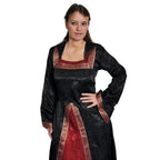 Product image Medieval Dress Otilia with Pointed Hood Black-Bordeaux