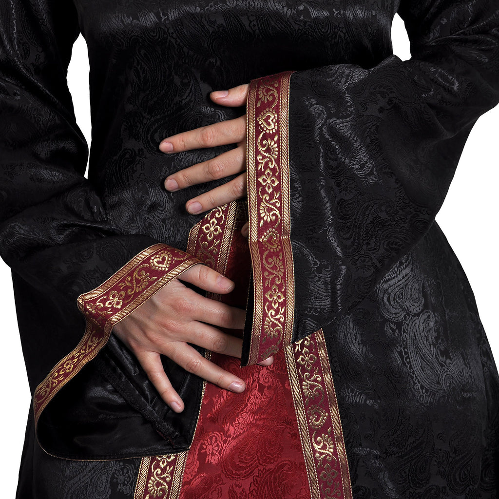 Product image Medieval Dress Otilia with Pointed Hood Black-Bordeaux