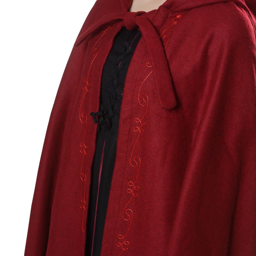 Product image Medieval cloak with hood and embroidery red