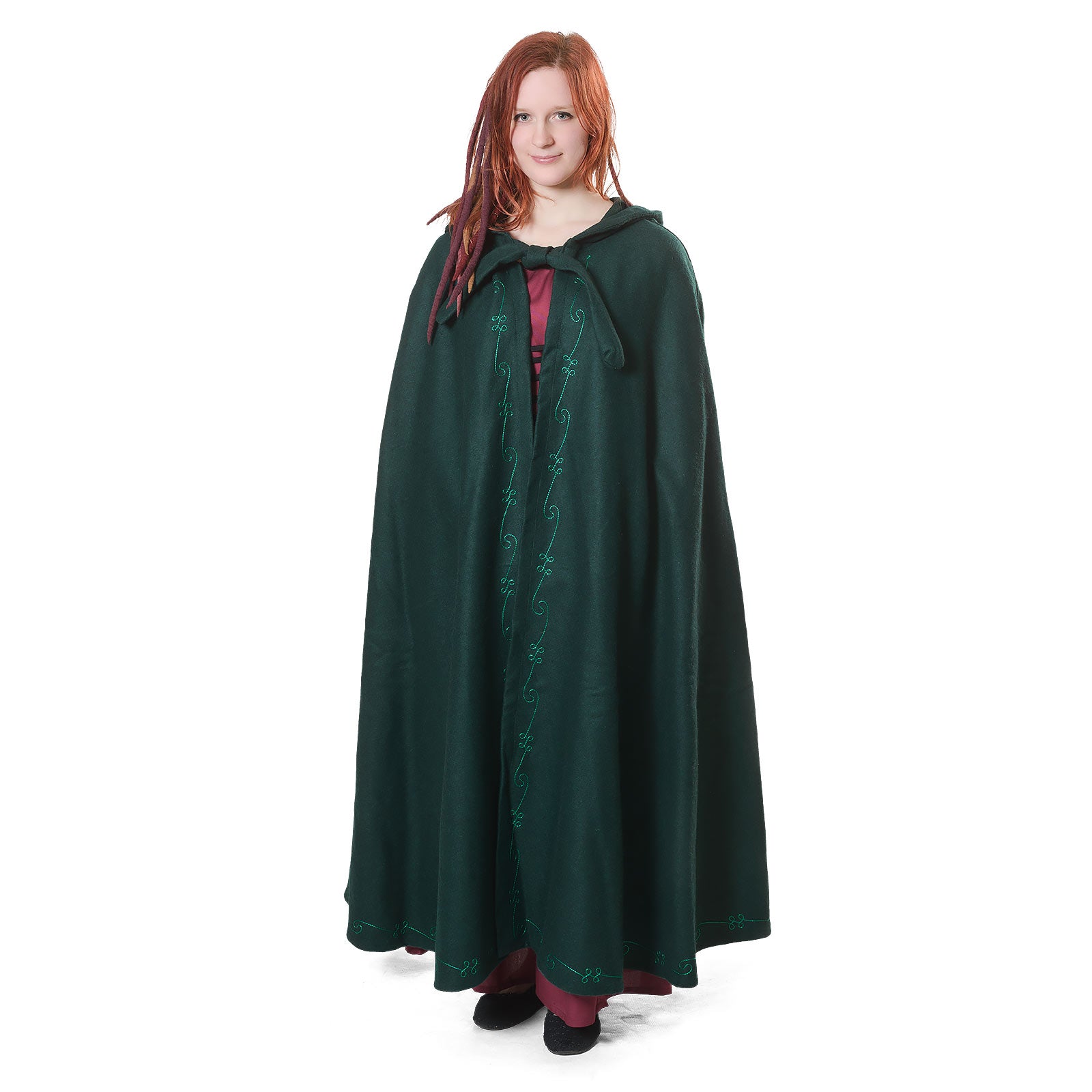 Product image Medieval Cloak with Hood and Embroidery Green