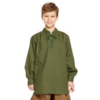 Product image Medieval Shirt for Kids with Noble Back Lacing Green