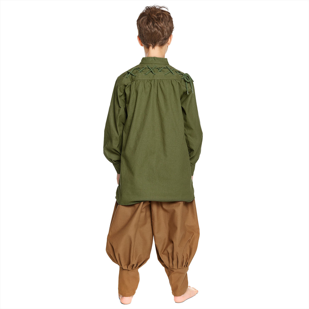 Product image Medieval Shirt for Kids with Noble Back Lacing Green