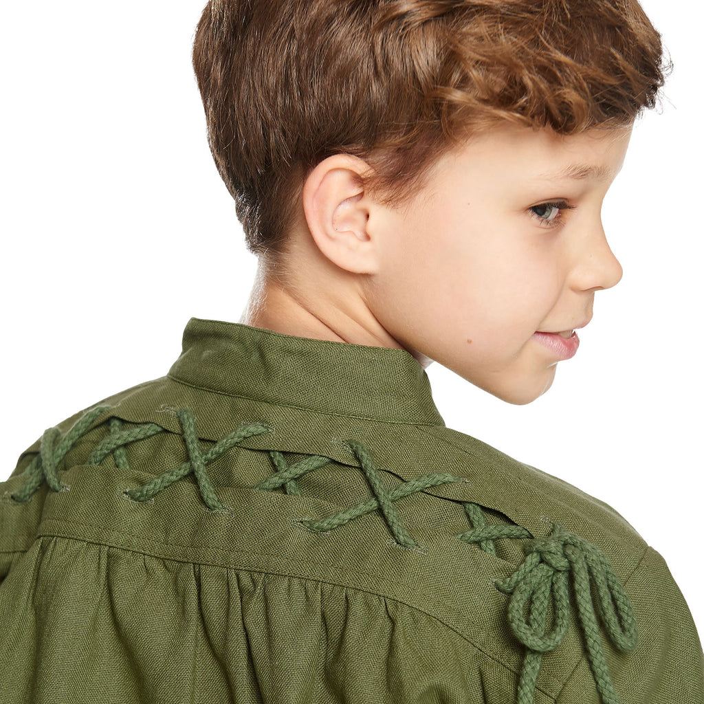 Product image Medieval Shirt for Kids with Noble Back Lacing Green