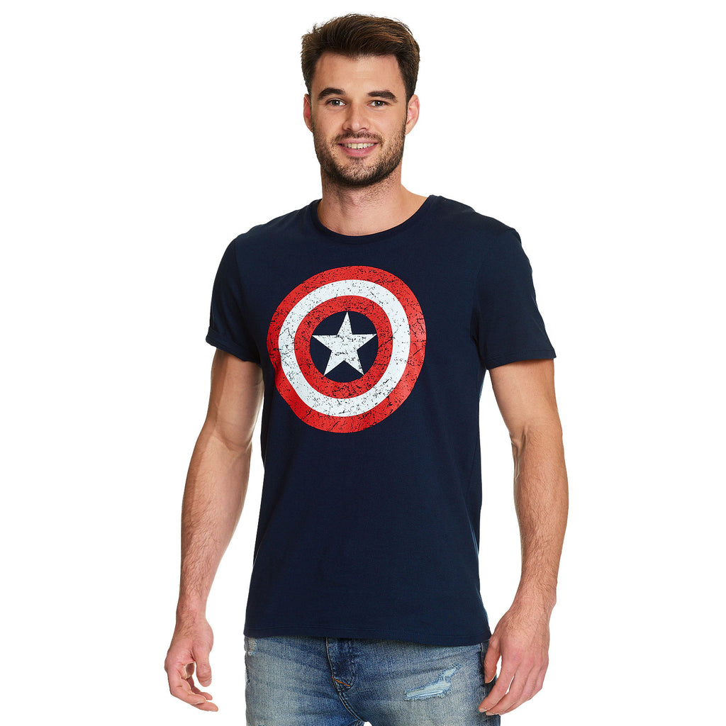 Product image Captain America - Distressed Shield Logo T-Shirt Blue