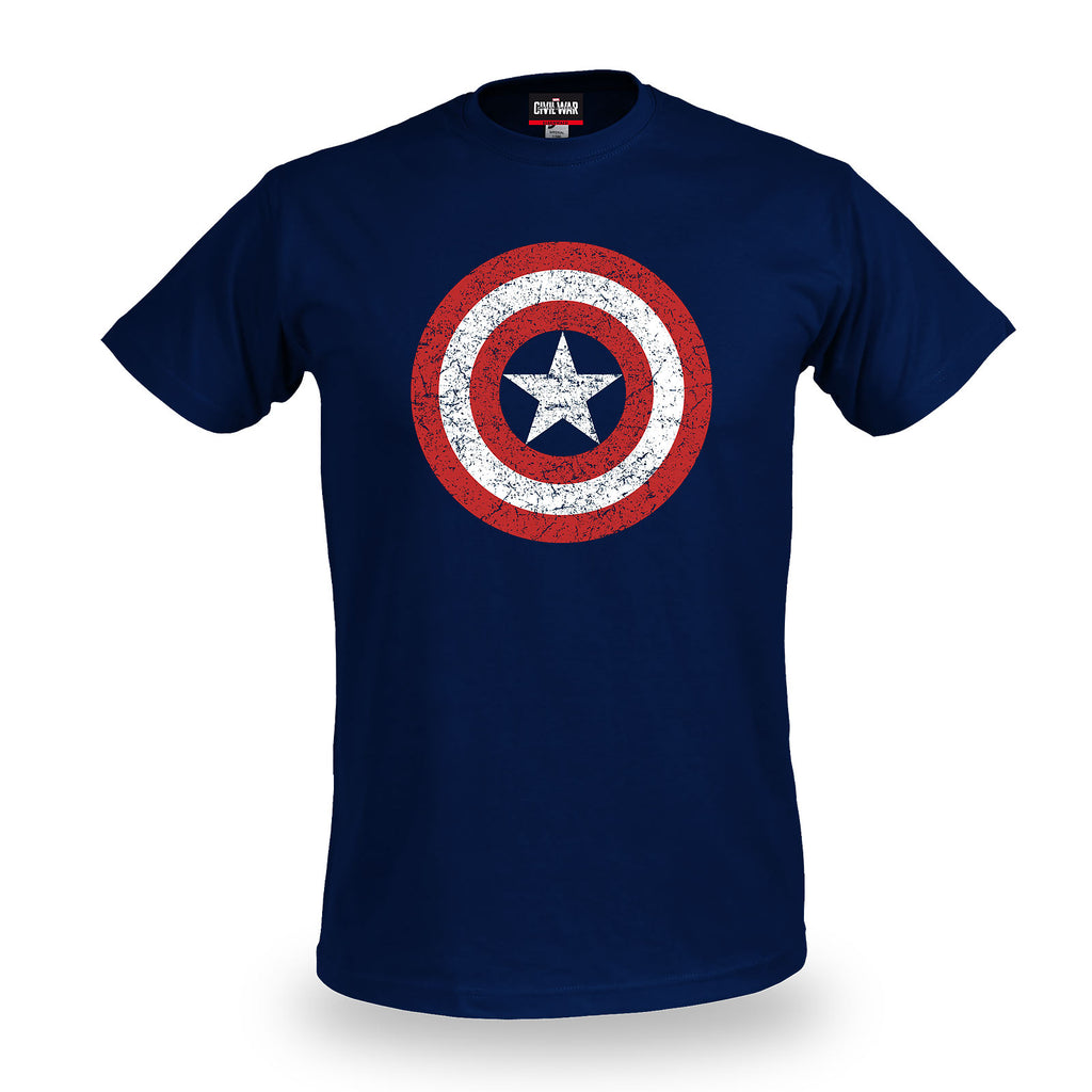 Product image Captain America - Distressed Shield Logo T-Shirt Blue