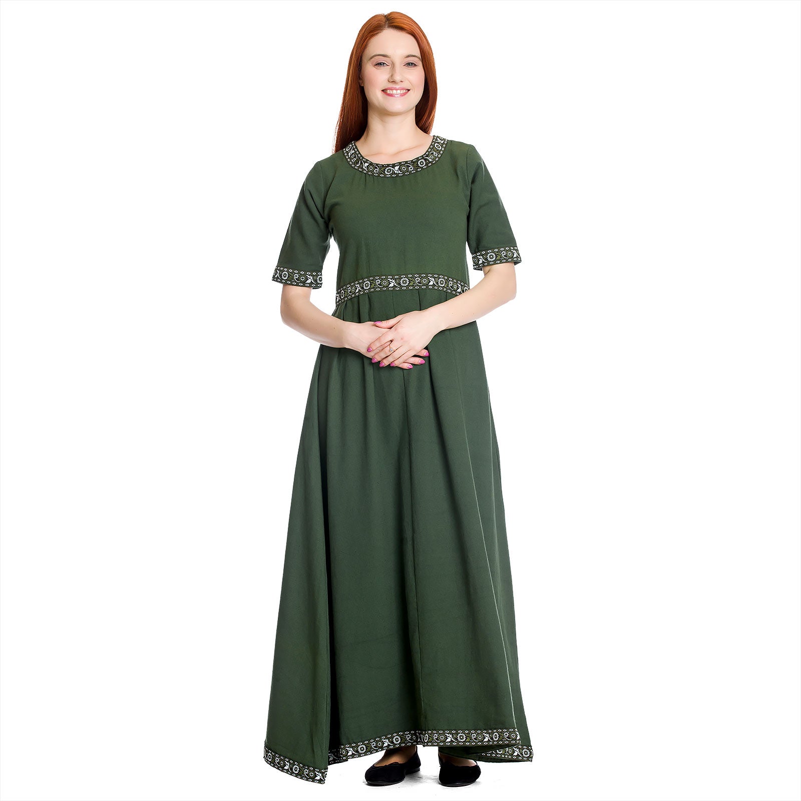 Product image Medieval dress Ennlin with short sleeves green