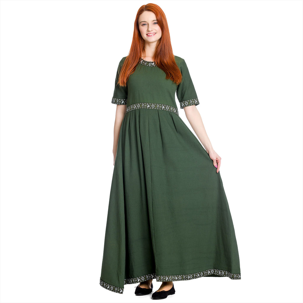 Product image Medieval dress Ennlin with short sleeves green