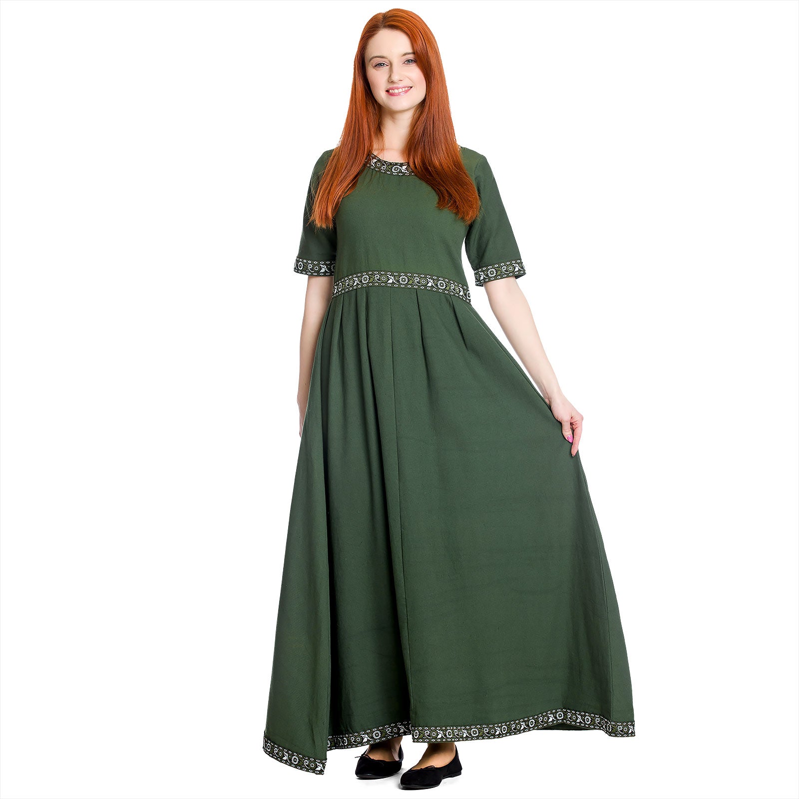 Product image Medieval dress Ennlin with short sleeves green