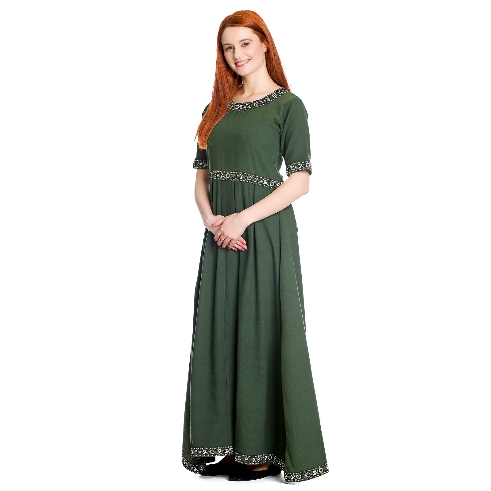 Product image Medieval dress Ennlin with short sleeves green