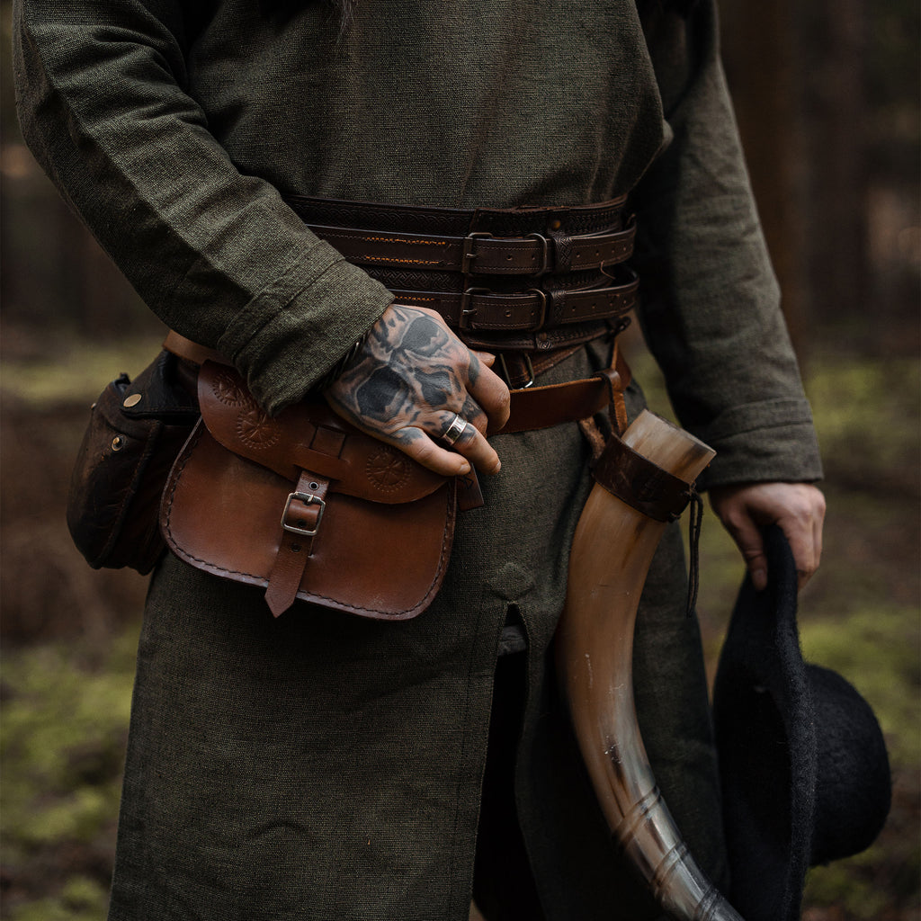 Product image Medieval Belt Pouch with Embossing Brown