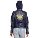 Product image Wonder Woman - Logo Leather Jacket with Hood Blue