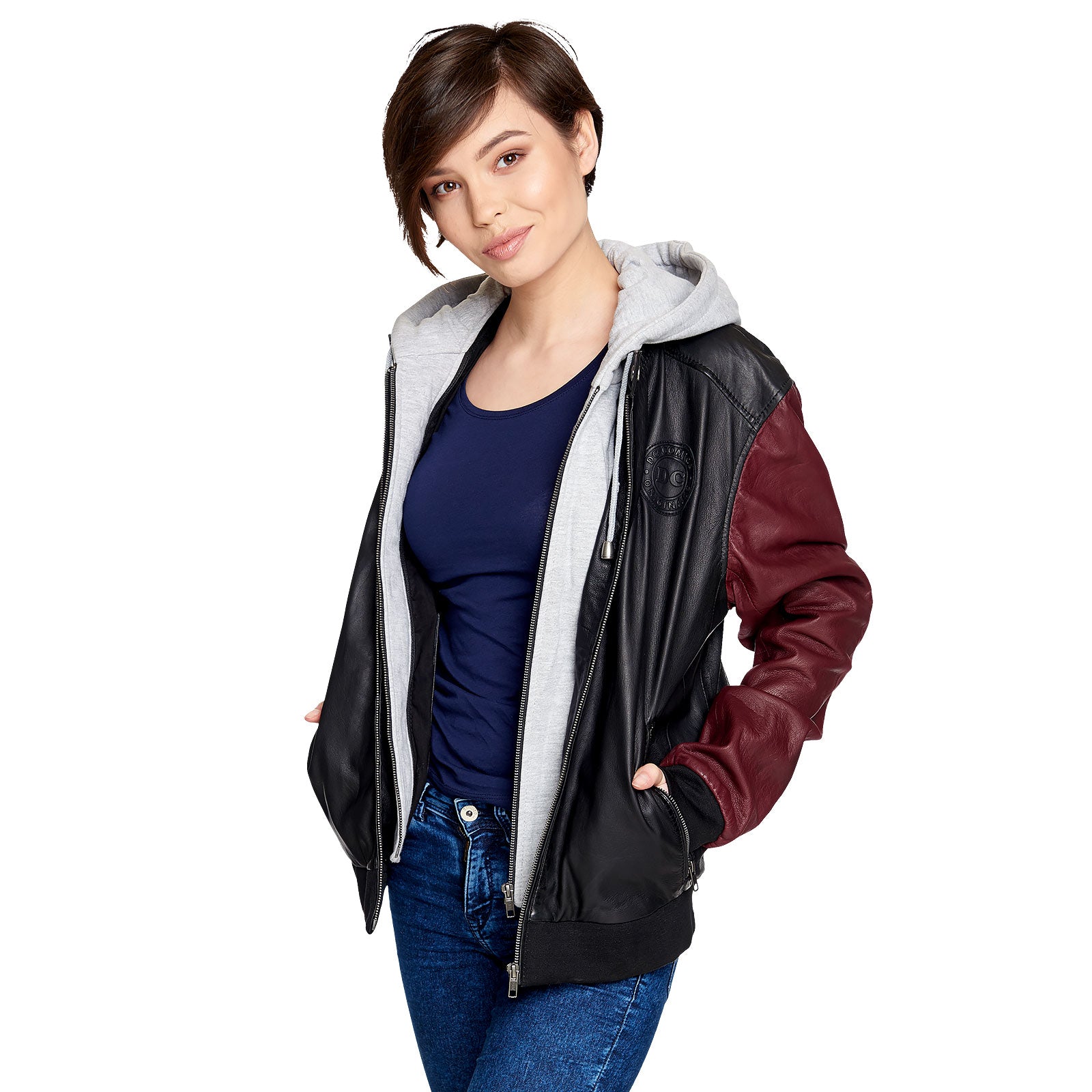 Product image Flash - Logo leather jacket with hood