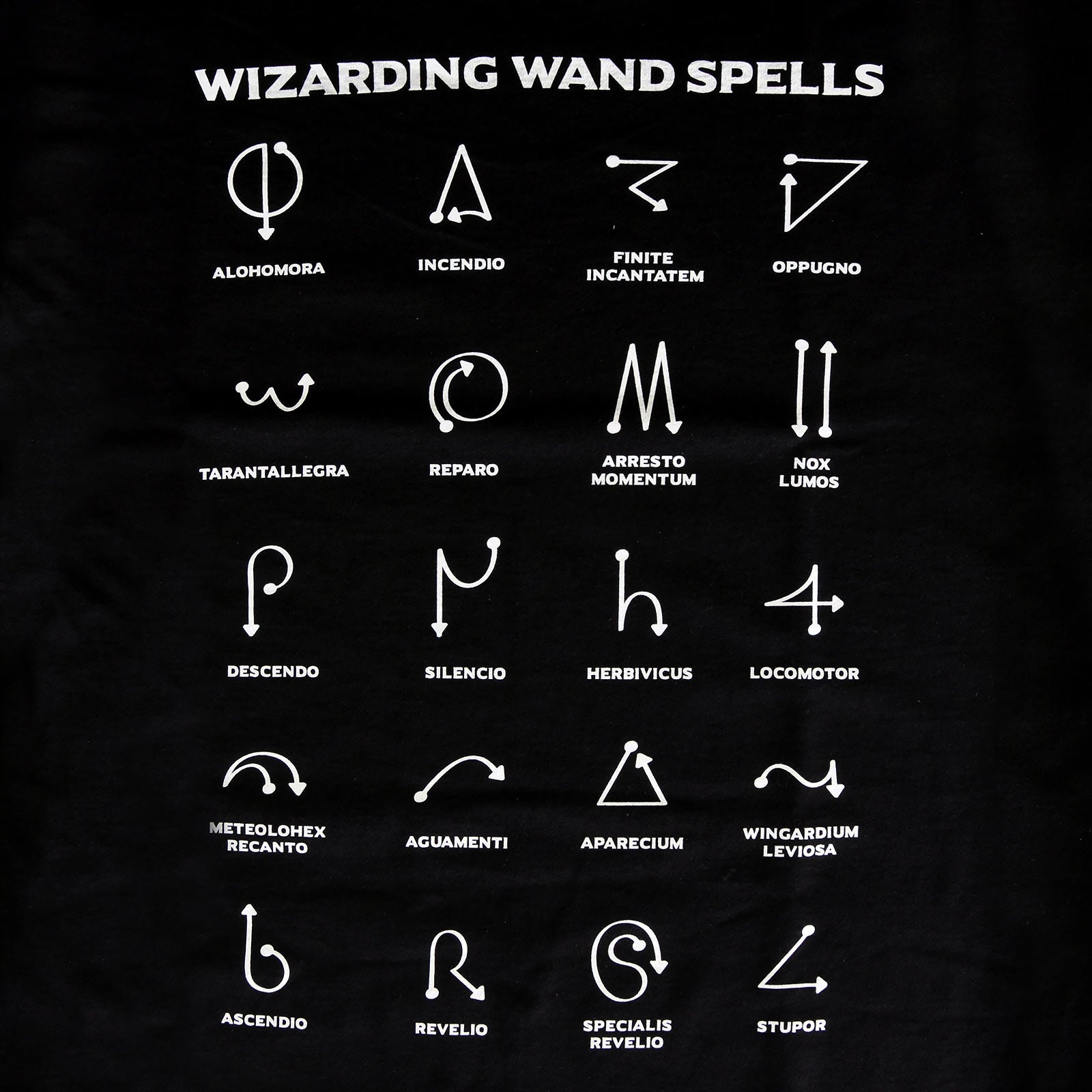 Product image Spells Chart T-Shirt for Harry Potter Fans