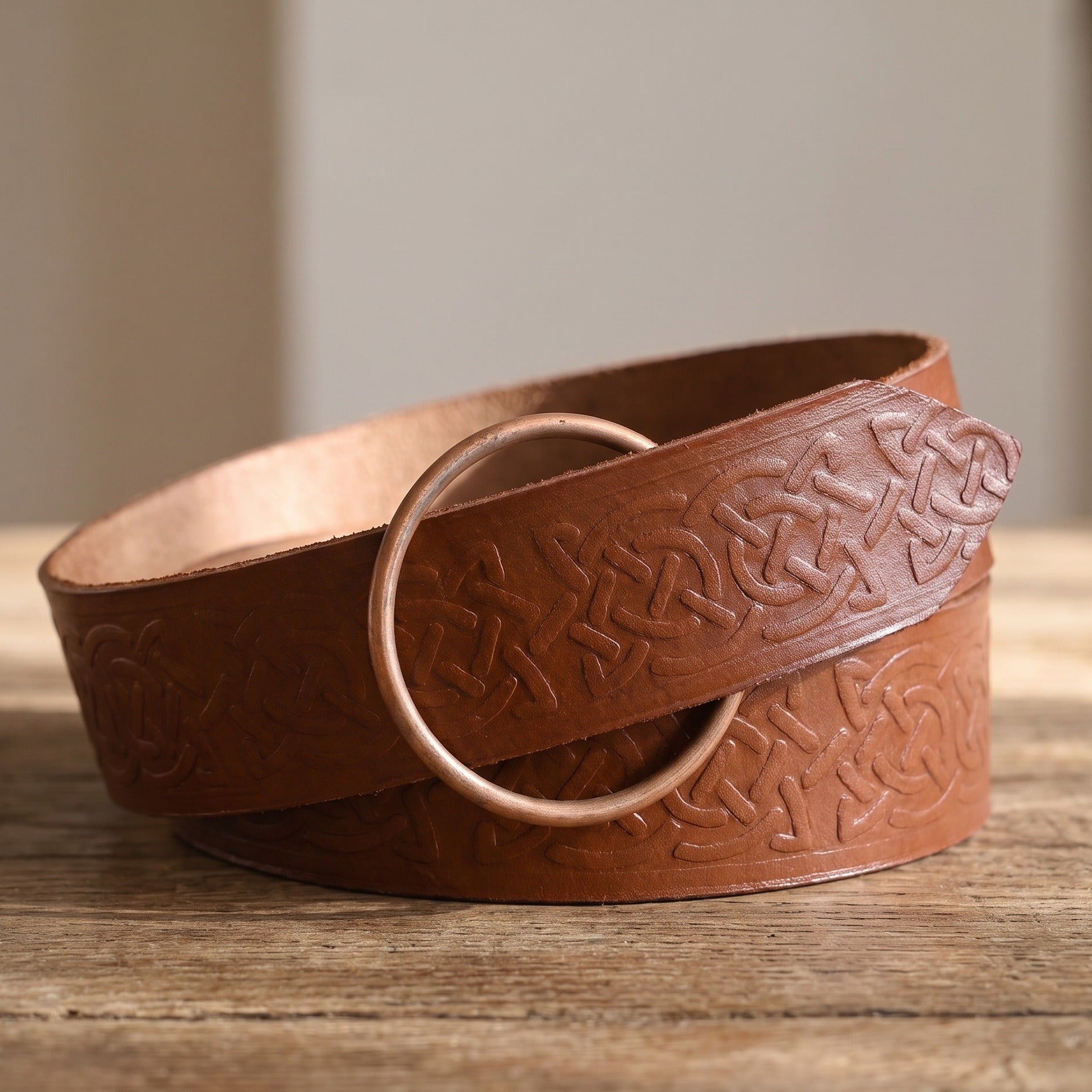 Product image Medieval ring belt with Celtic embossing brown