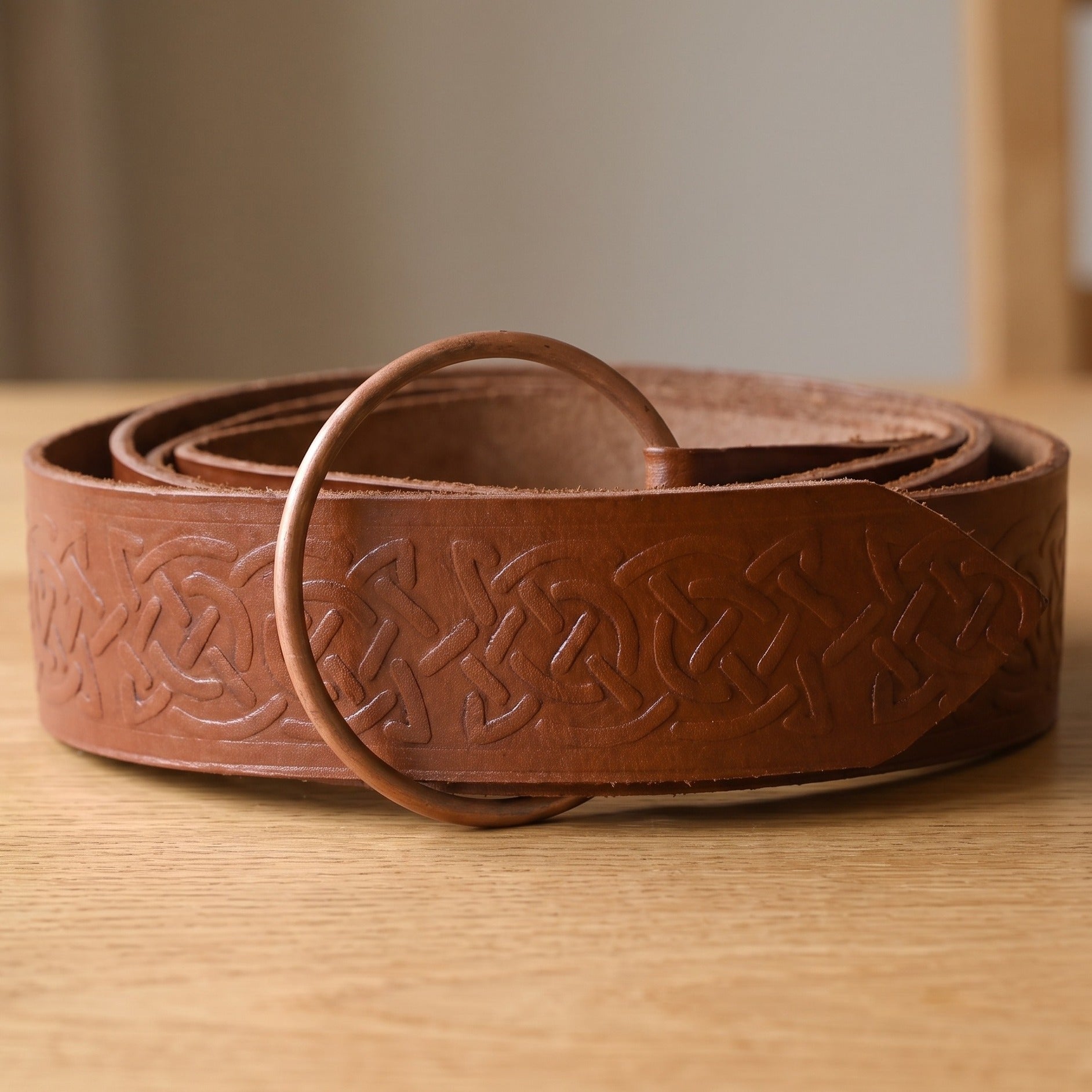 Product image Medieval ring belt with Celtic embossing brown