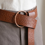 Product image Medieval ring belt with Celtic embossing brown
