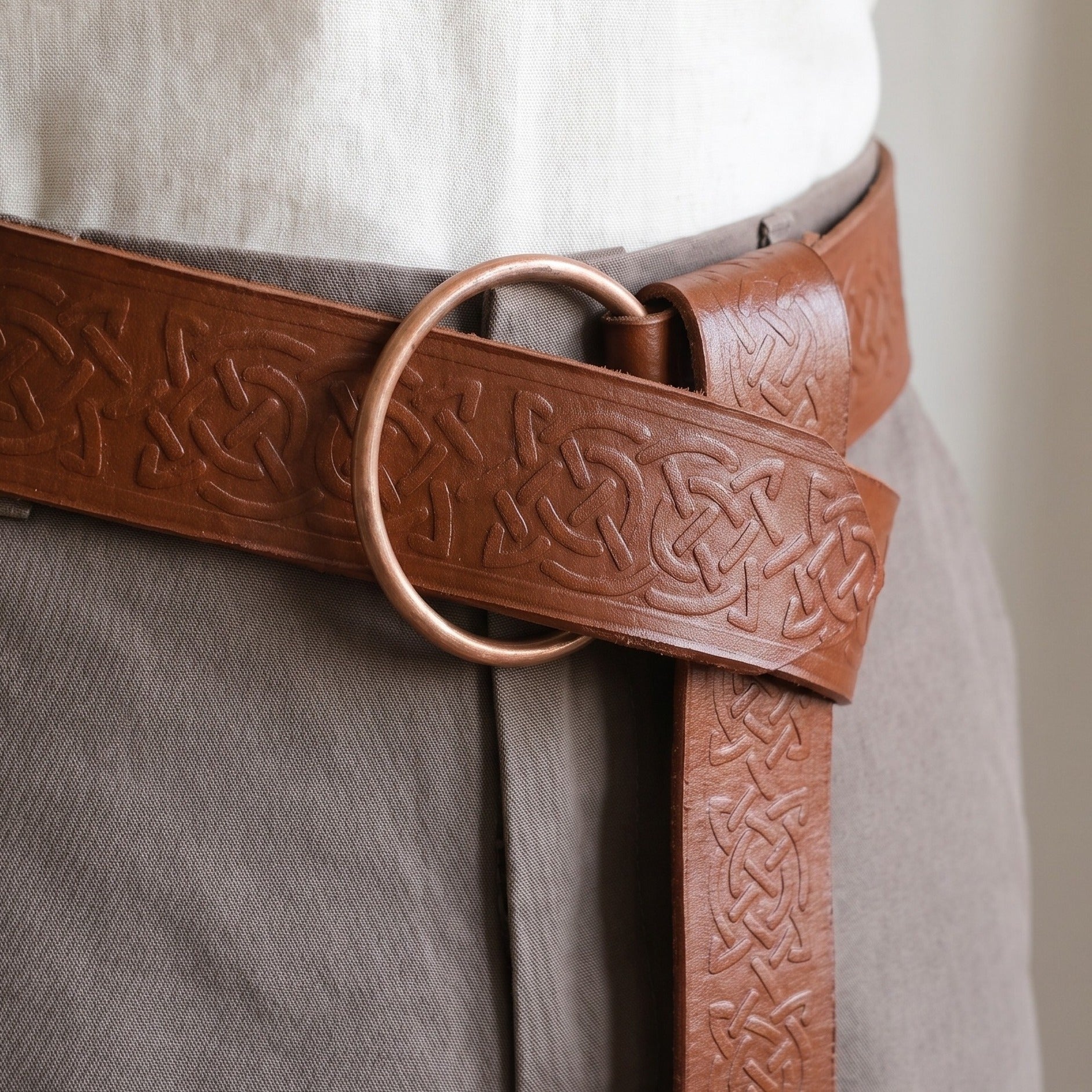 Product image Medieval ring belt with Celtic embossing brown