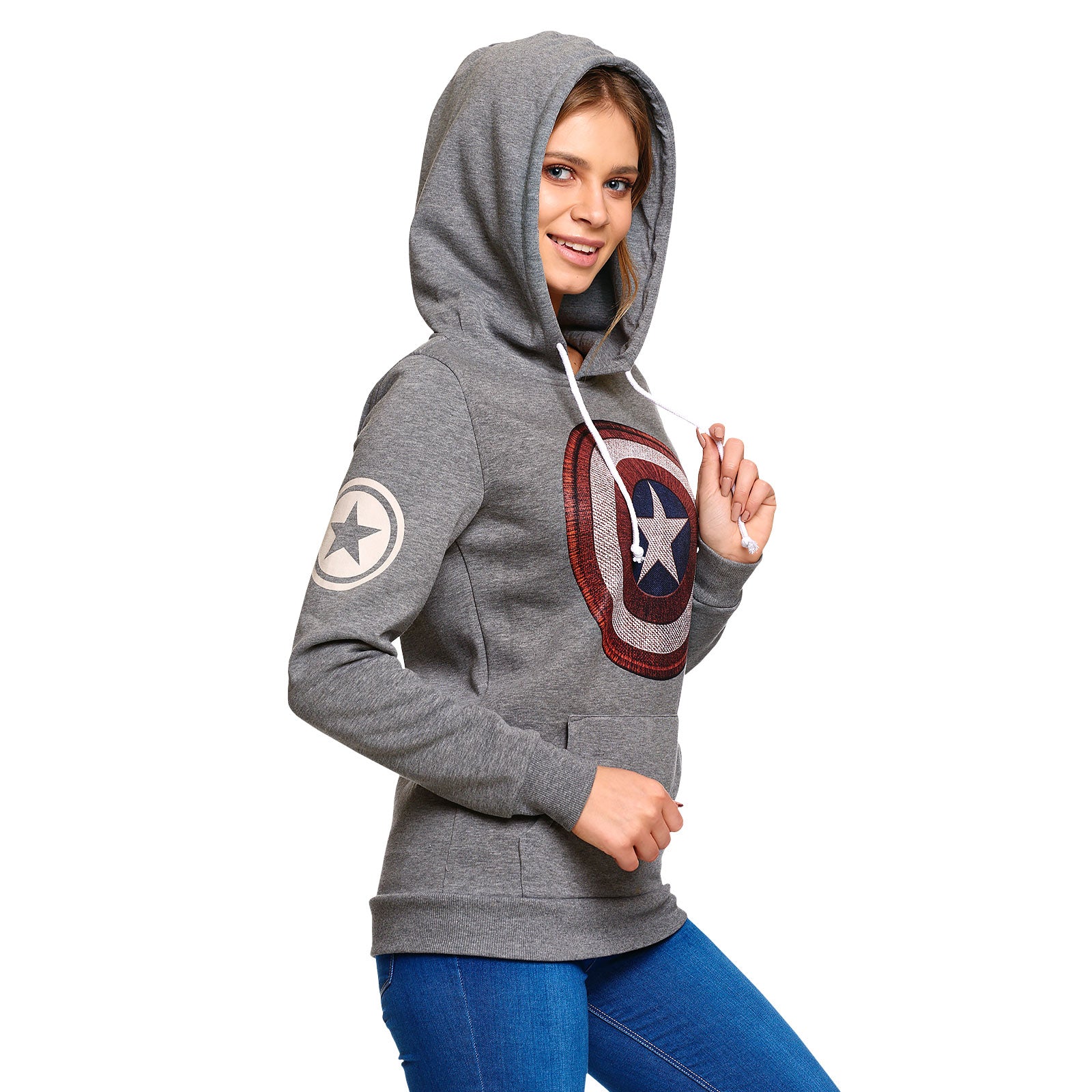 Product image Captain America - Shield Logo Retro Hoodie Women's Grey