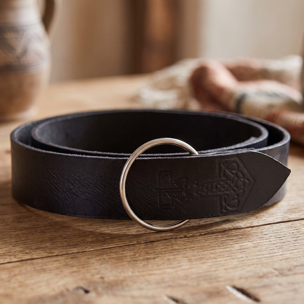 Product image Medieval Ring Belt with Thor's Hammer Embossing Black