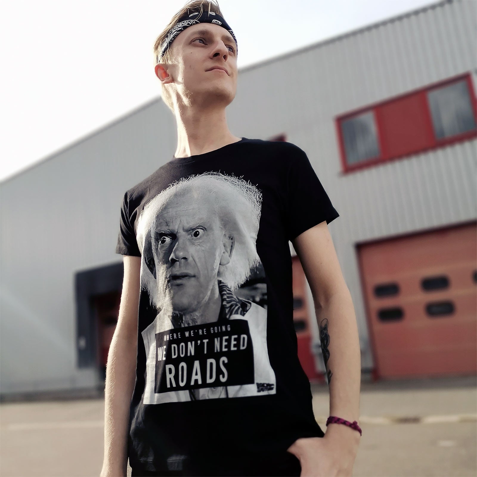 Product image Back to the Future - Doc Brown We Don't Need Roads T-Shirt Black