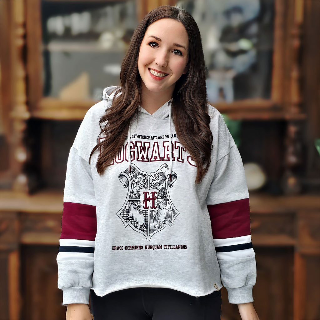 Product image Harry Potter - Hogwarts School Crop Hoodie Women's Grey