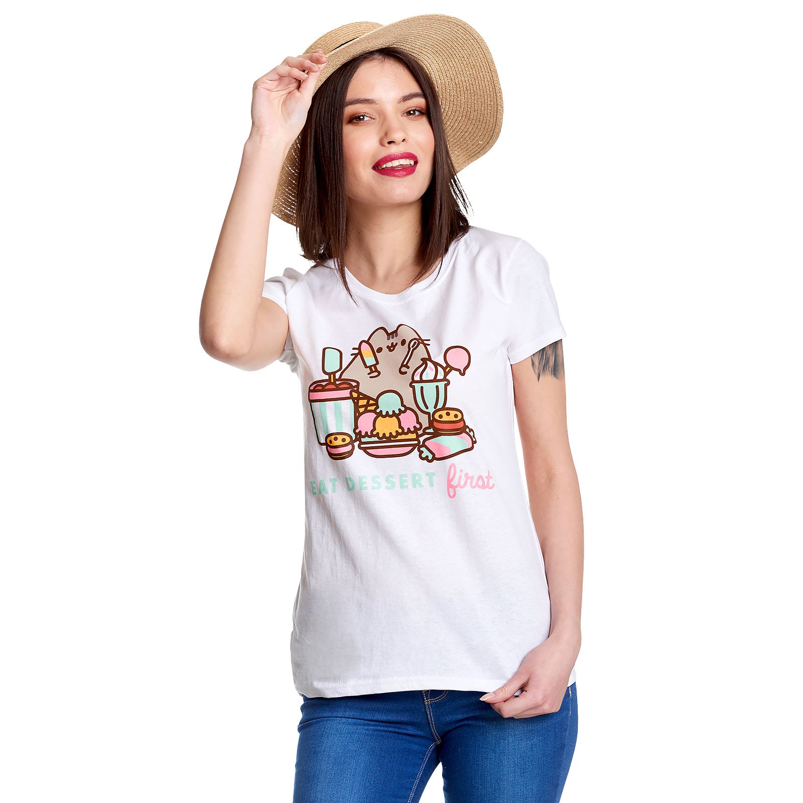 Product image Pusheen - Eat Dessert First Women's T-Shirt white