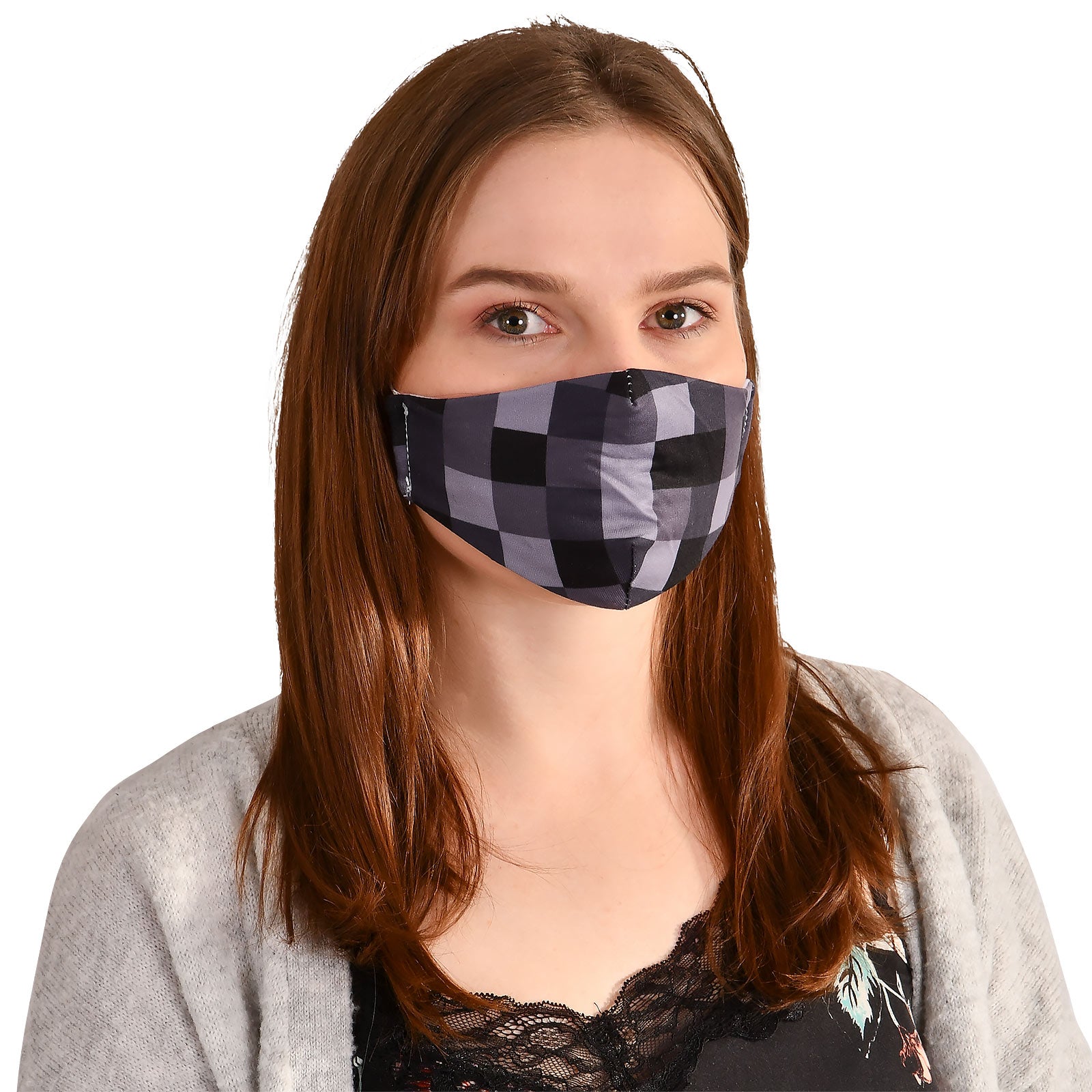 Product image Pixel face mask for Minecraft fans grey
