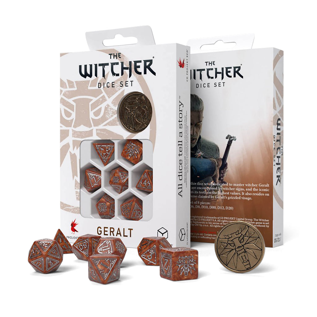 Product image Witcher - Geralt Monster Slayer RPG Dice Set 7pc with Collector's Coin