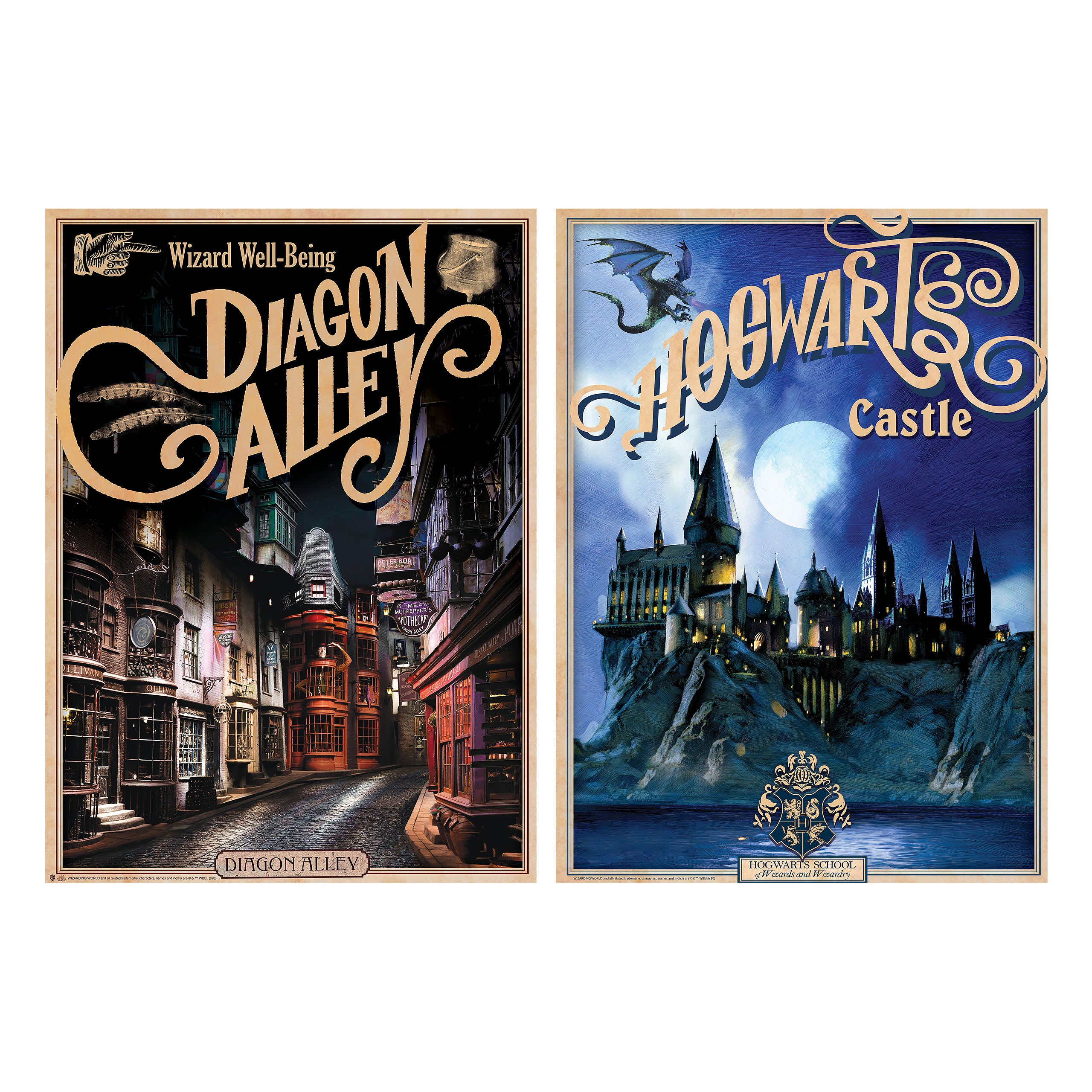 Product image Harry Potter - Hogwarts Castle & Diagon Alley Poster 2-piece set