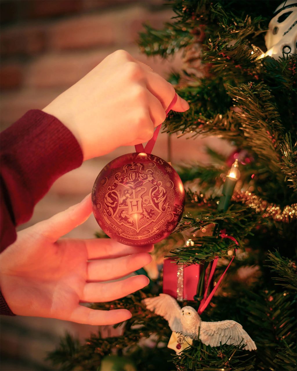 Product image Harry Potter - Hogwarts Crest Christmas Bauble with Snitch Necklace