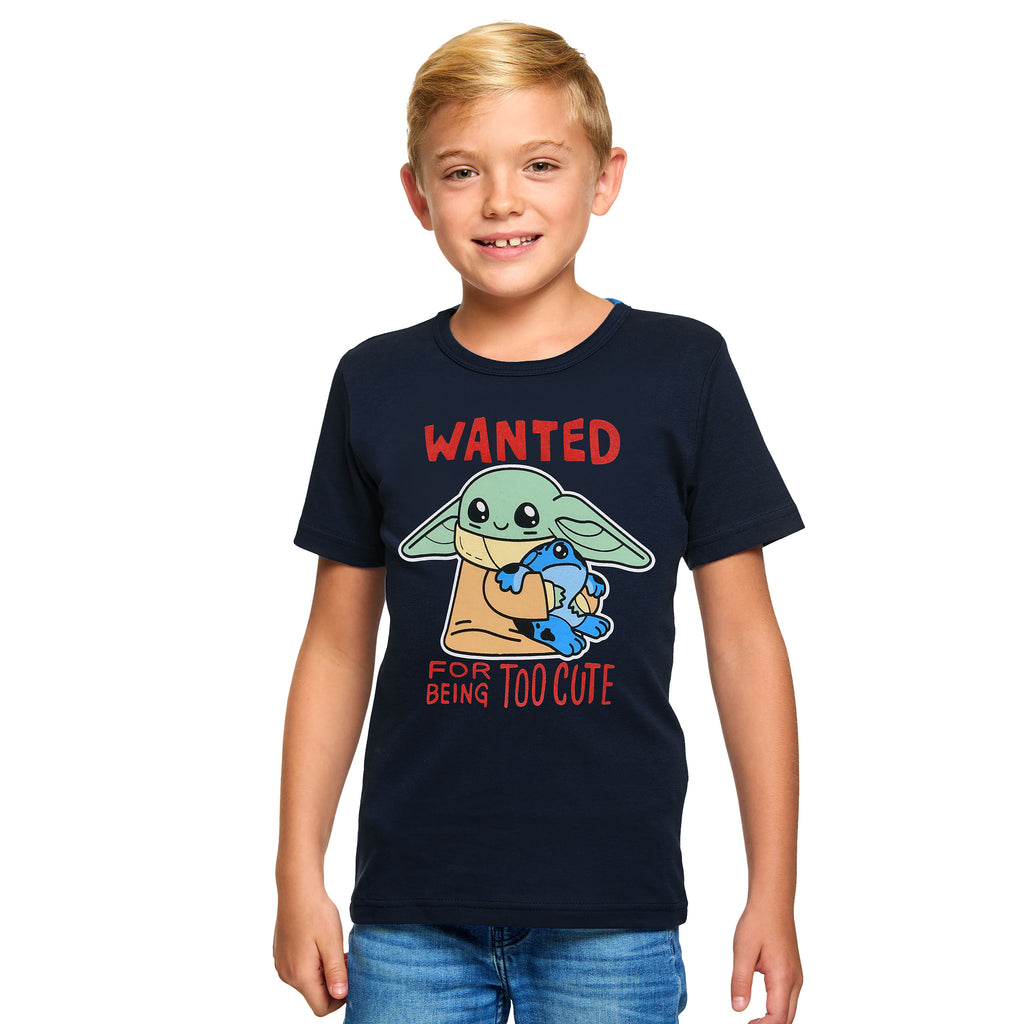 Product image Grogu Wanted Too Cute Kids T-Shirt Blue - Star Wars The Mandalorian