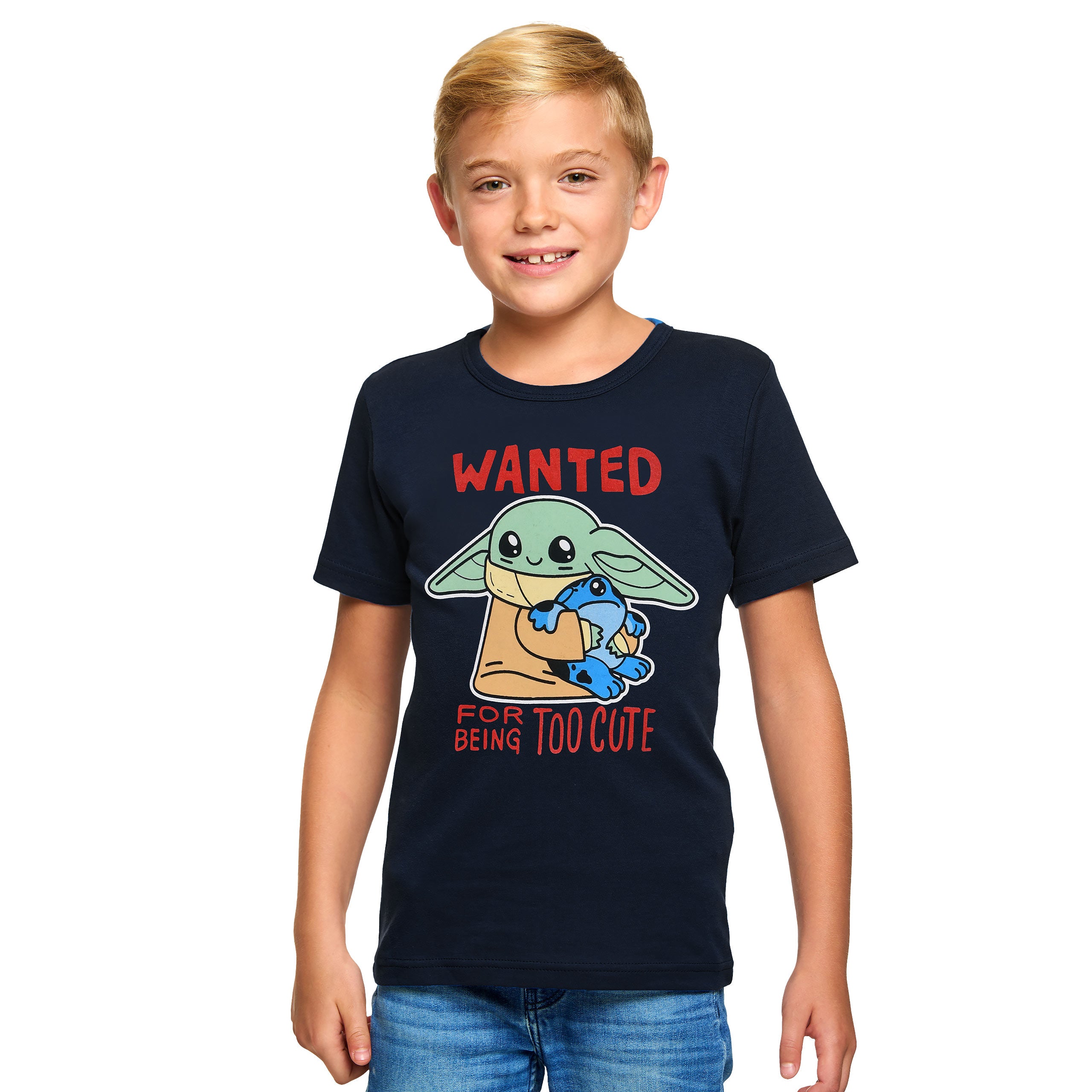 Product image Grogu Wanted Too Cute Kids T-Shirt Blue - Star Wars The Mandalorian