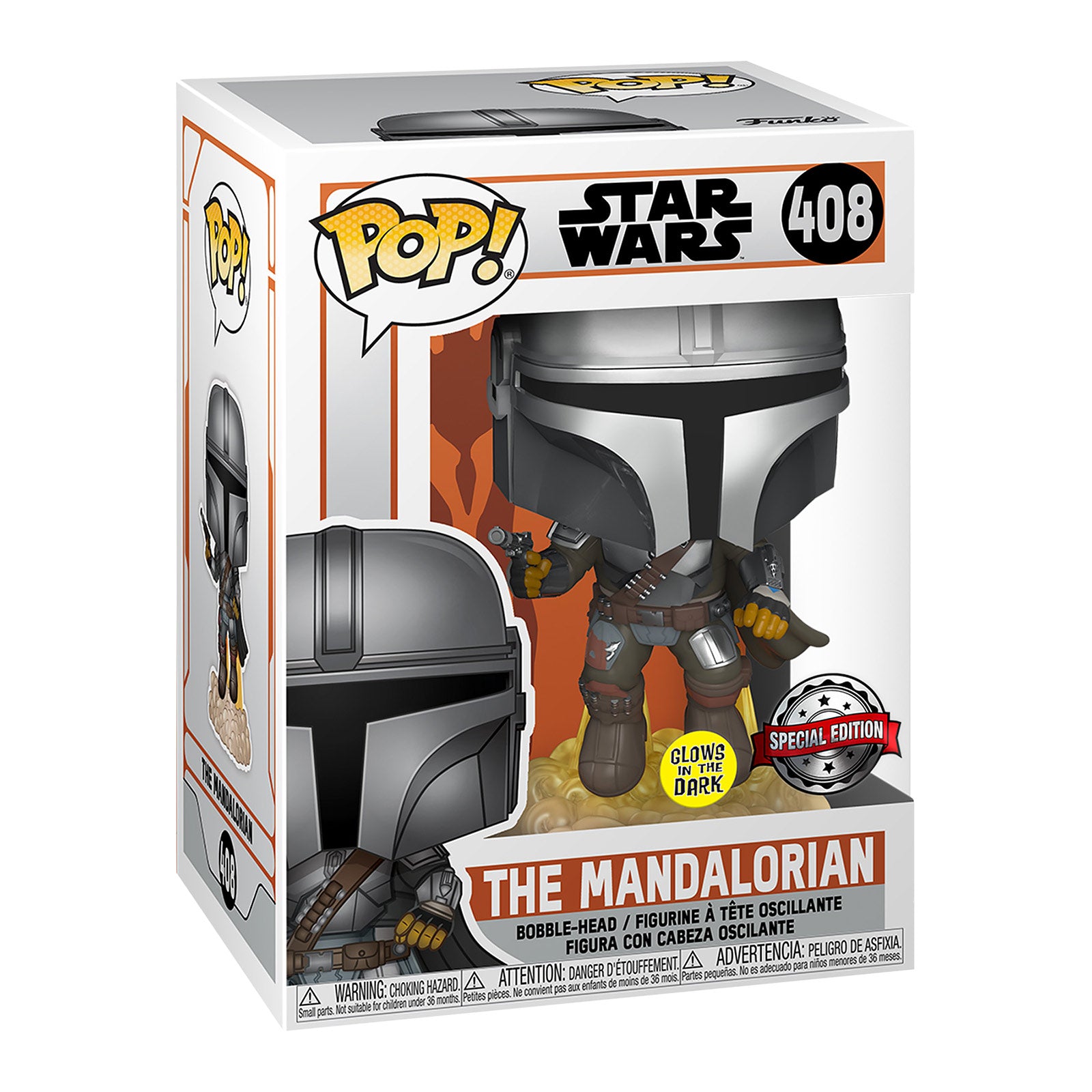 Product image Mando Glow in the Dark Funko Pop Bobblehead Figure - Star Wars The Mandalorian