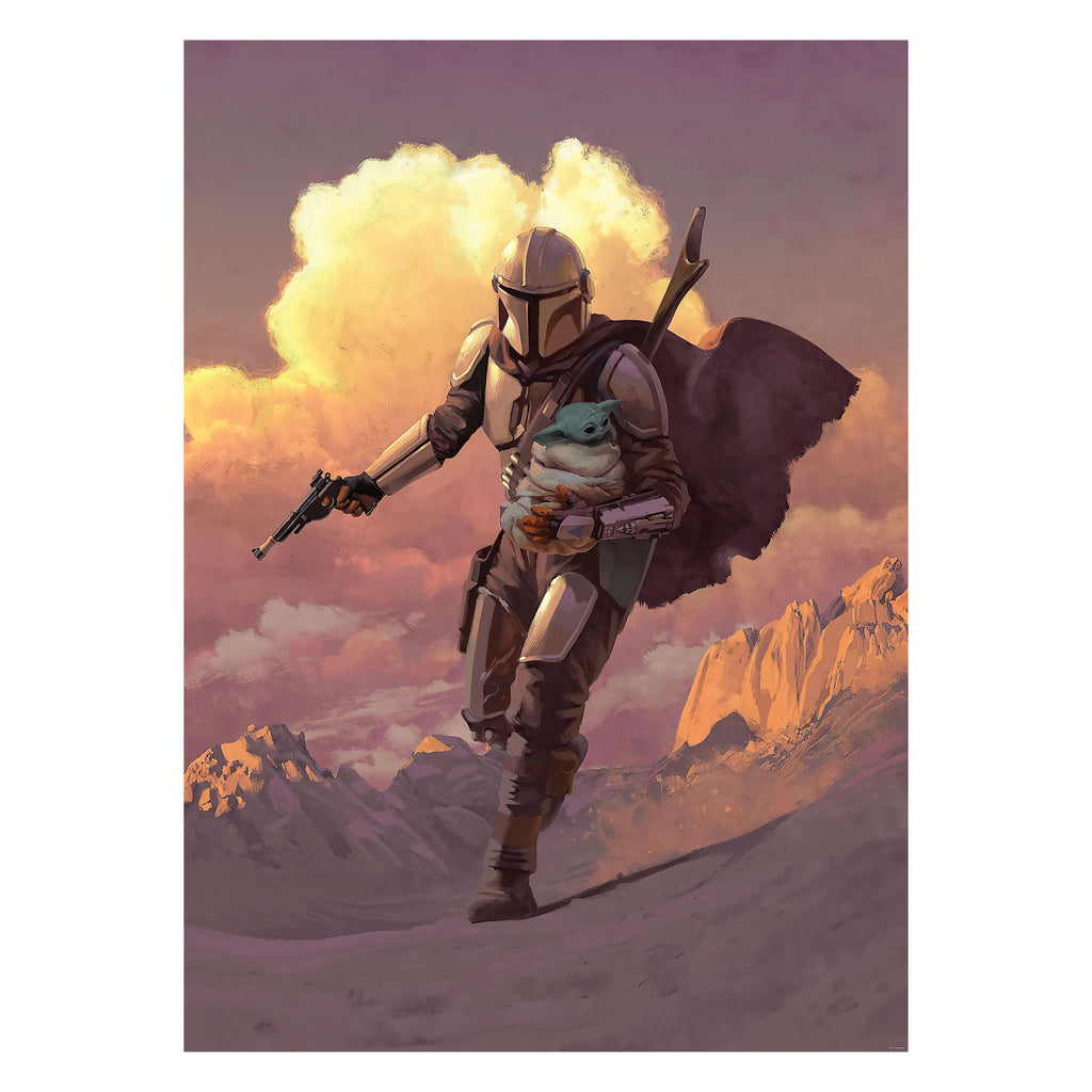 Product image Mando with Grogu Wallpaper - Star Wars The Mandalorian