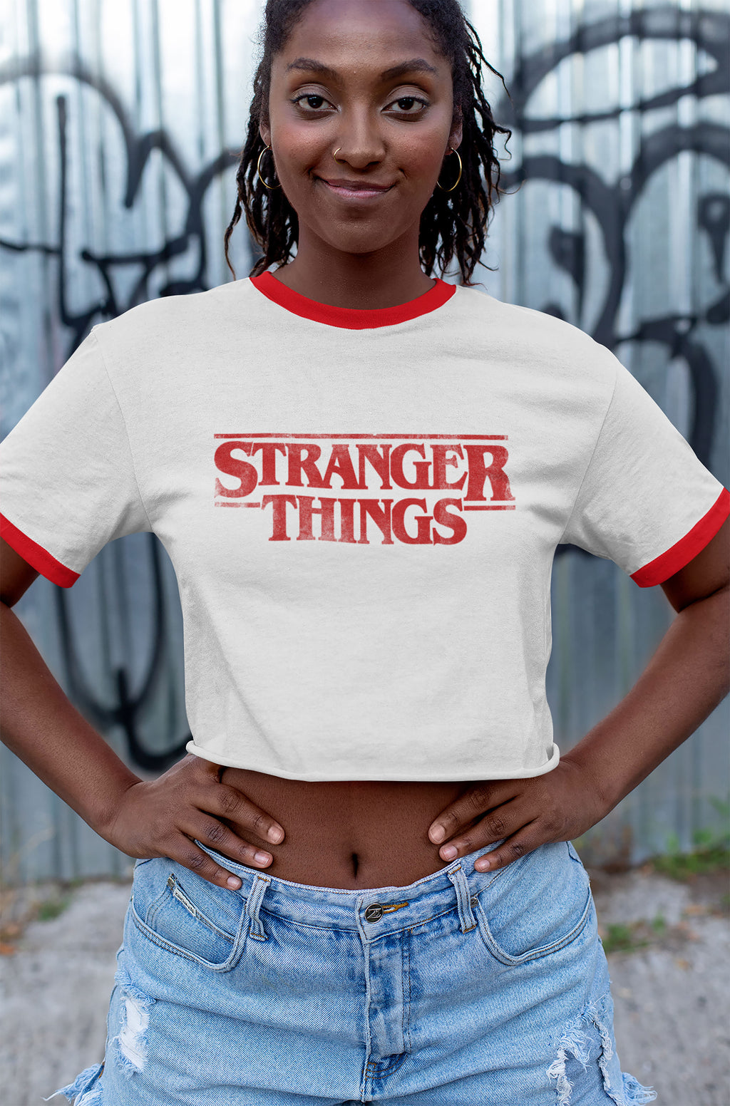 Product image Stranger Things - Distressed Logo Crop Top white