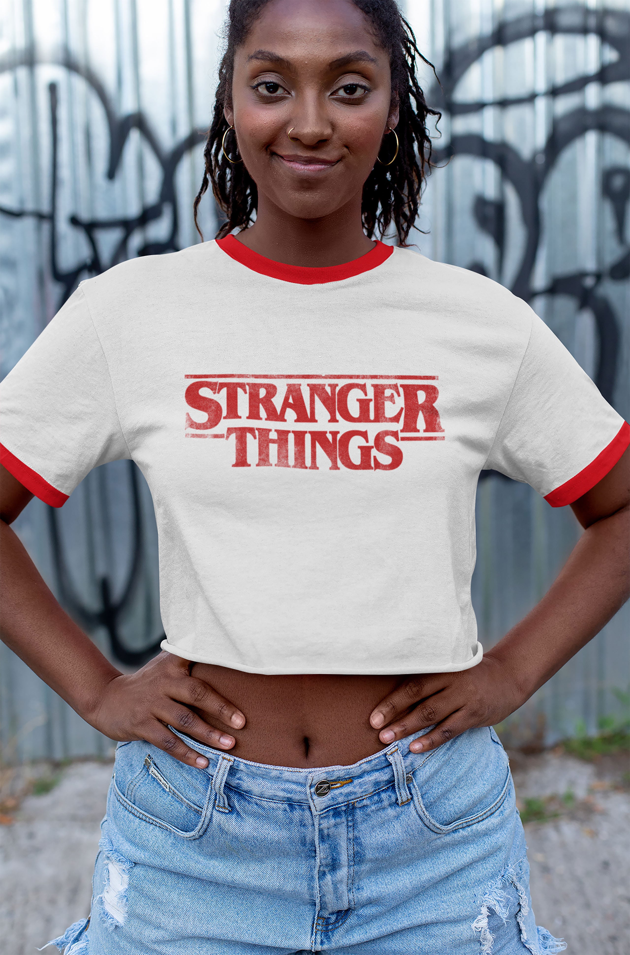 Product image Stranger Things - Distressed Logo Crop Top white
