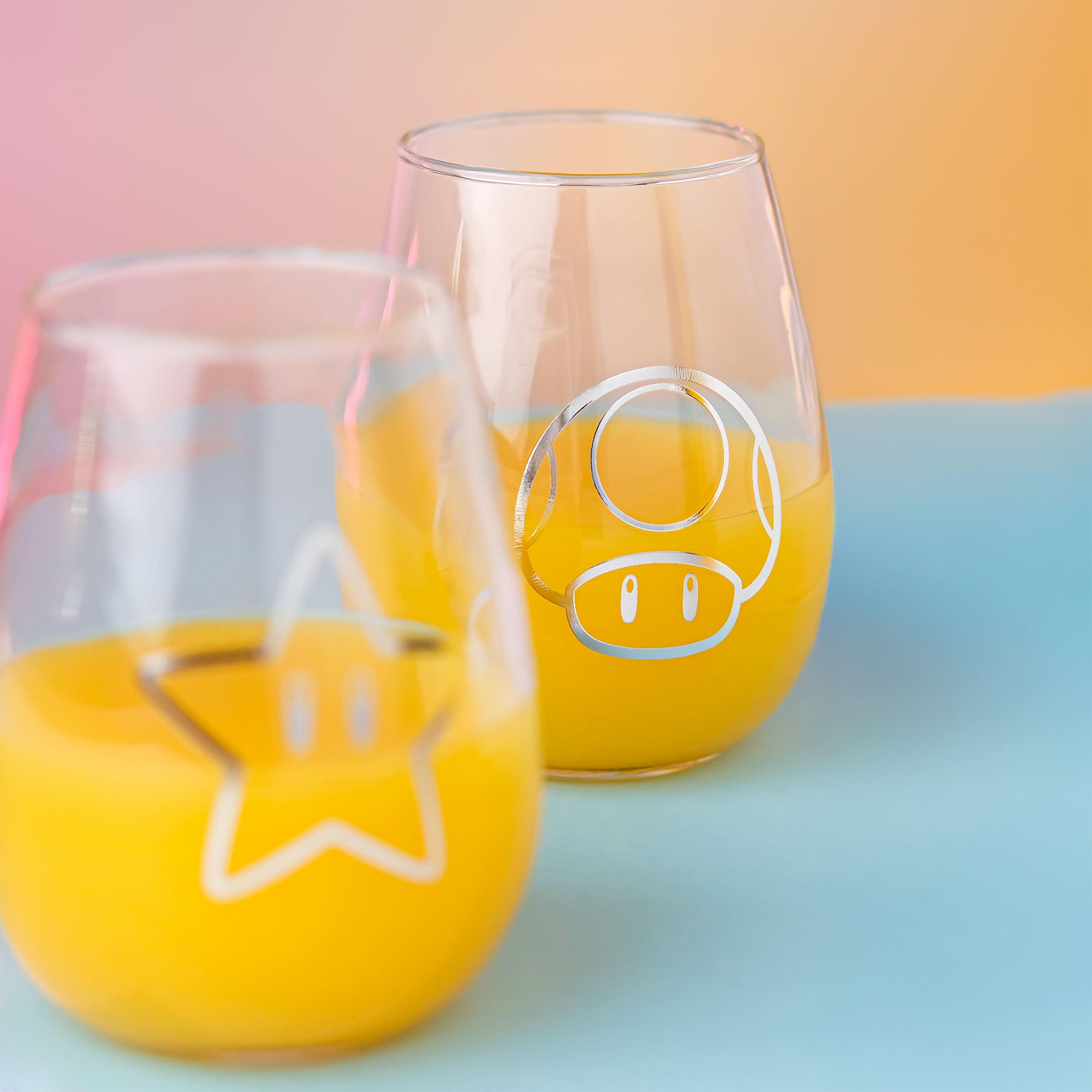 Product image Super Mario - Star & Super Mushroom Glasses 2 Set