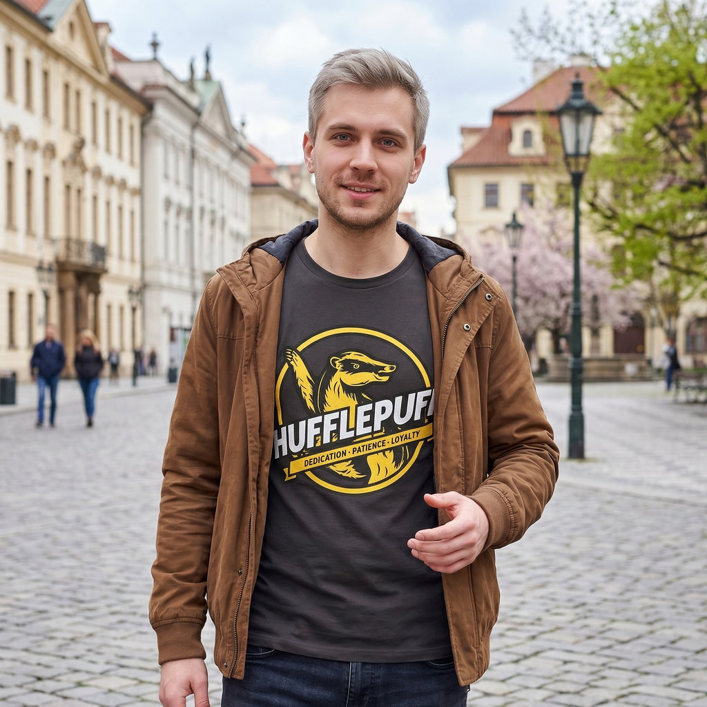 Product image Hufflepuff House Values T-Shirt Grey - Harry Potter