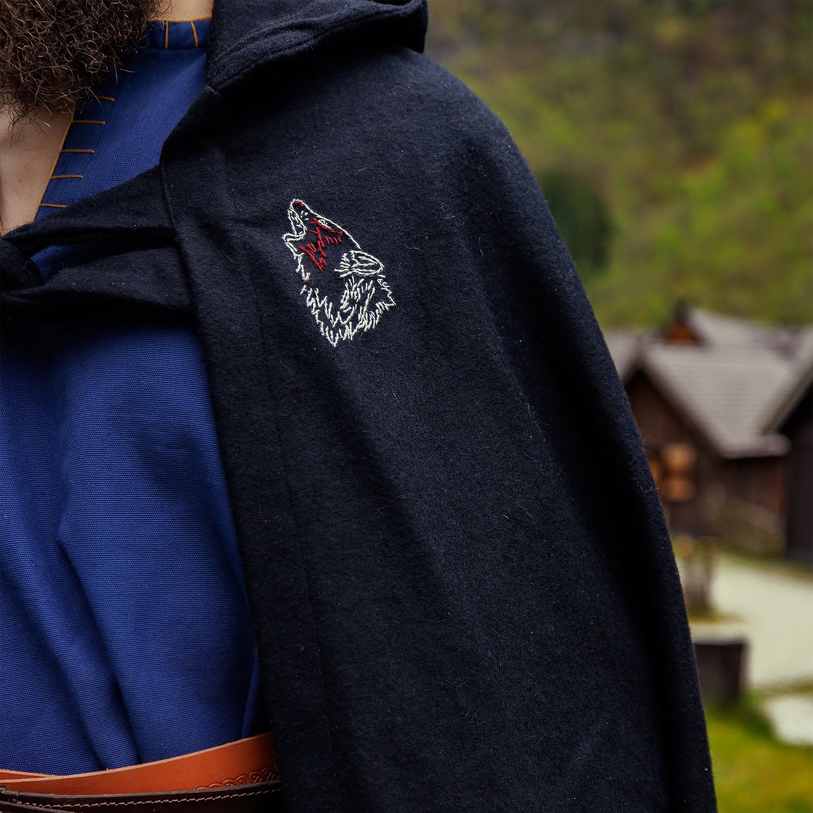 Product image Medieval Cloak Alpha with Wolf Embroidery black
