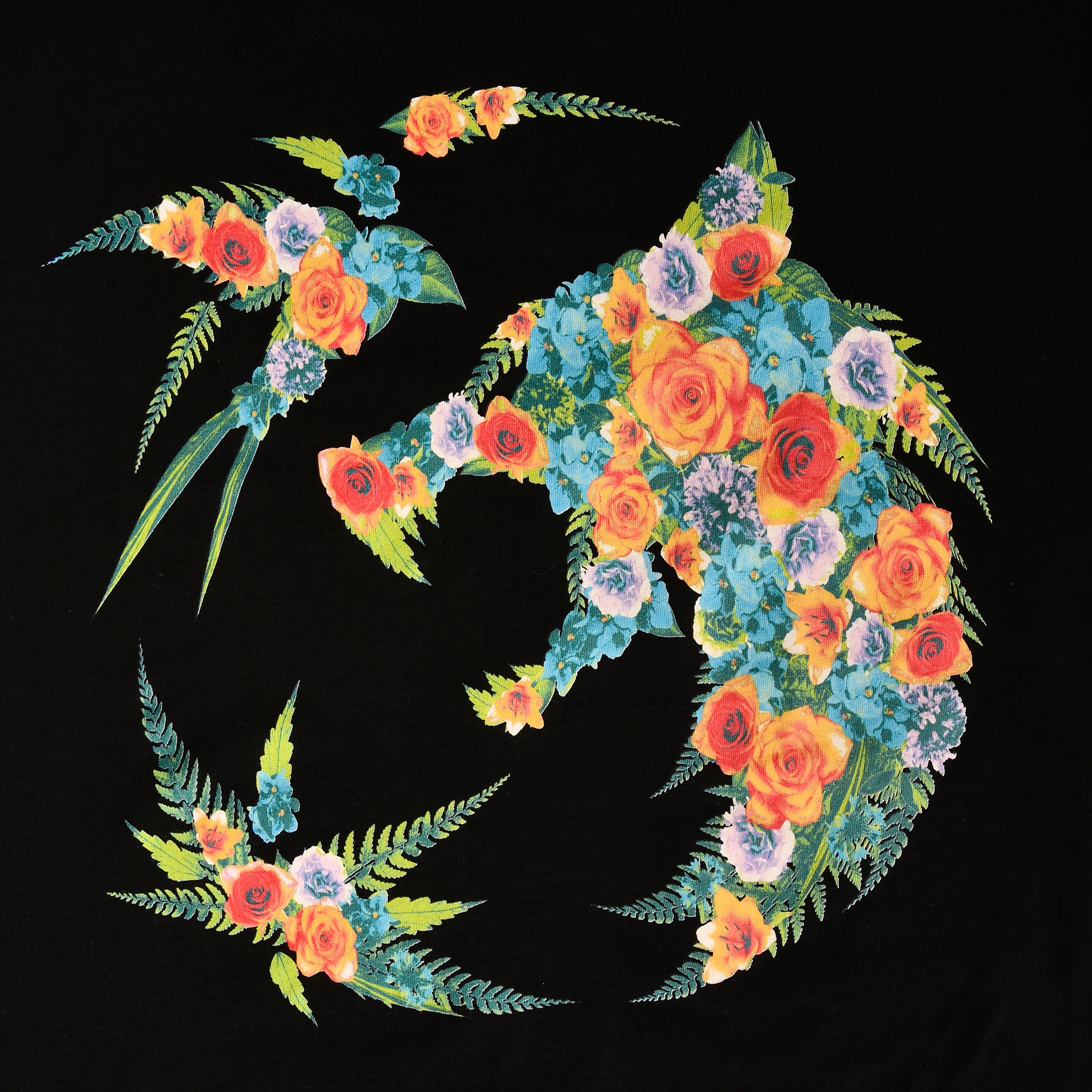 Product image Witcher - Floral Wolf Medallion T-Shirt Black
