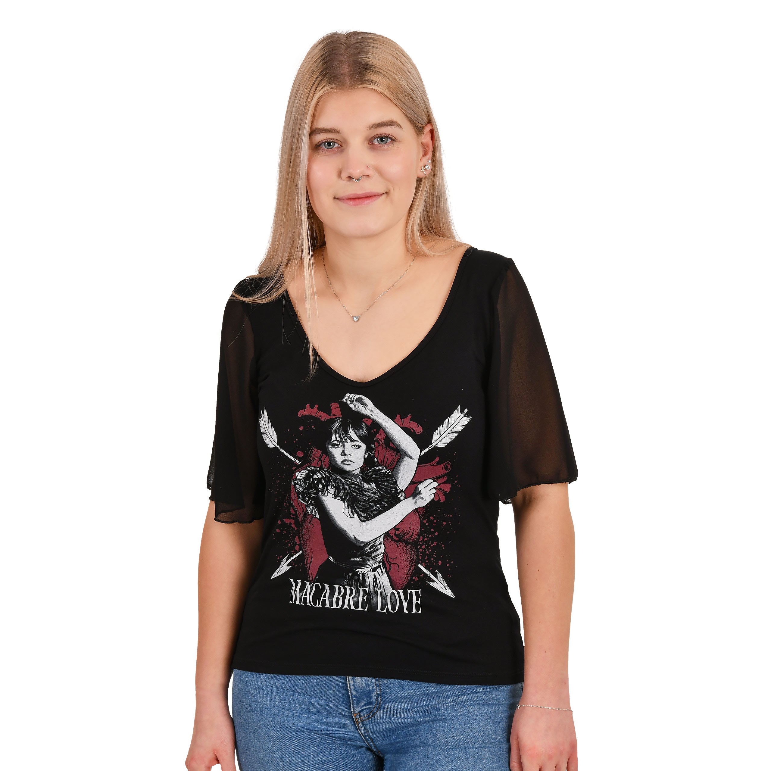 Product image Wednesday - Macabre Love T-shirt with Butterfly Sleeves