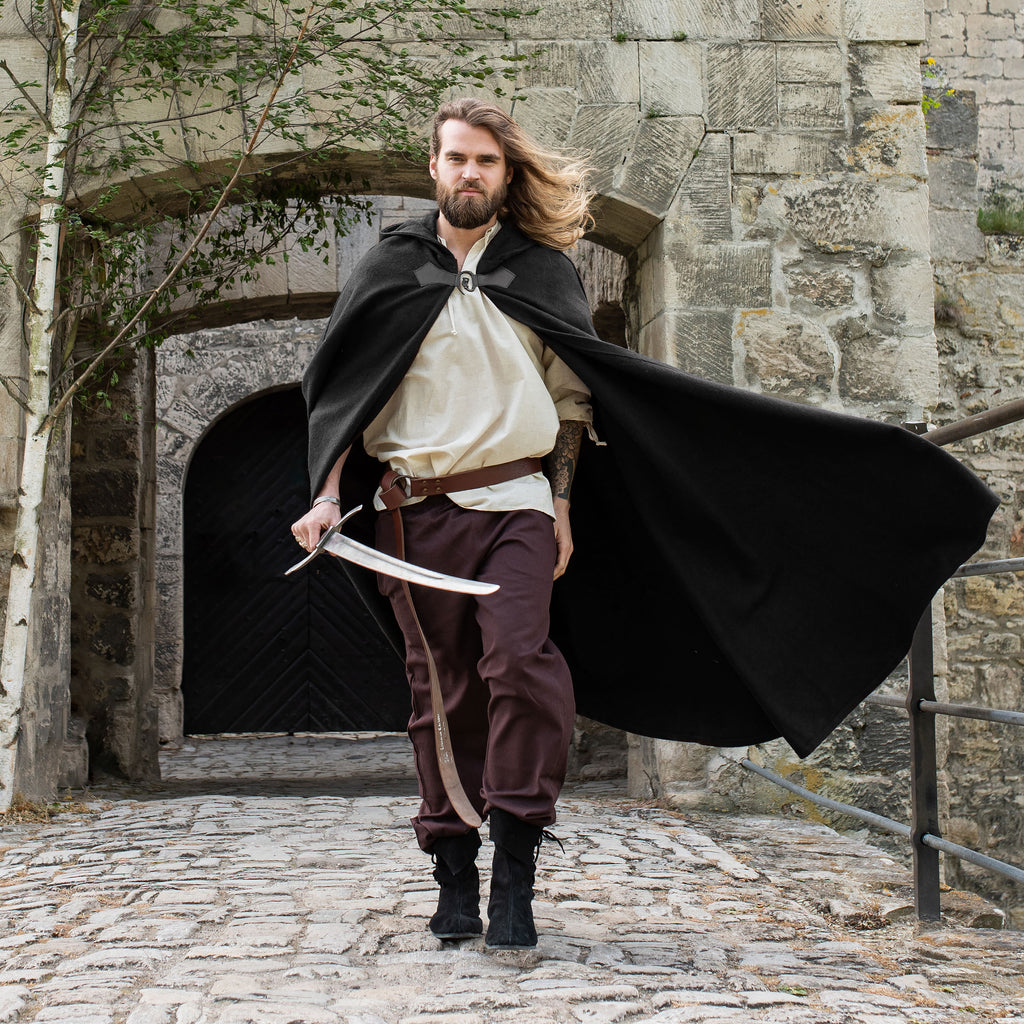 Product image Medieval Wool Cloak with Wolf Clasp black