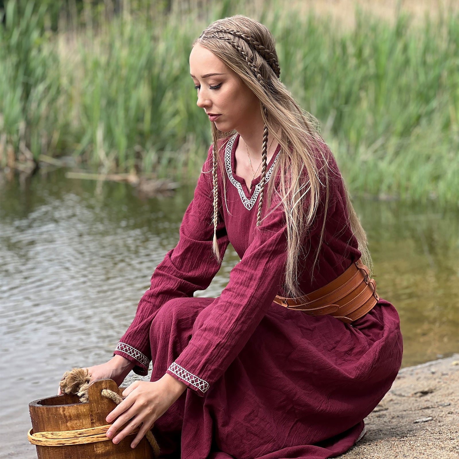 Product image Medieval Dress with Hand Embroidery red