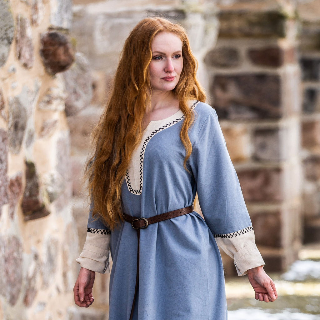 Product image Medieval dress with hand embroidery blue