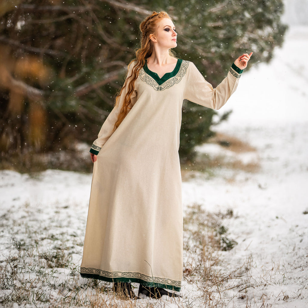 Product image Medieval Dress with Embroidery Beige-Green